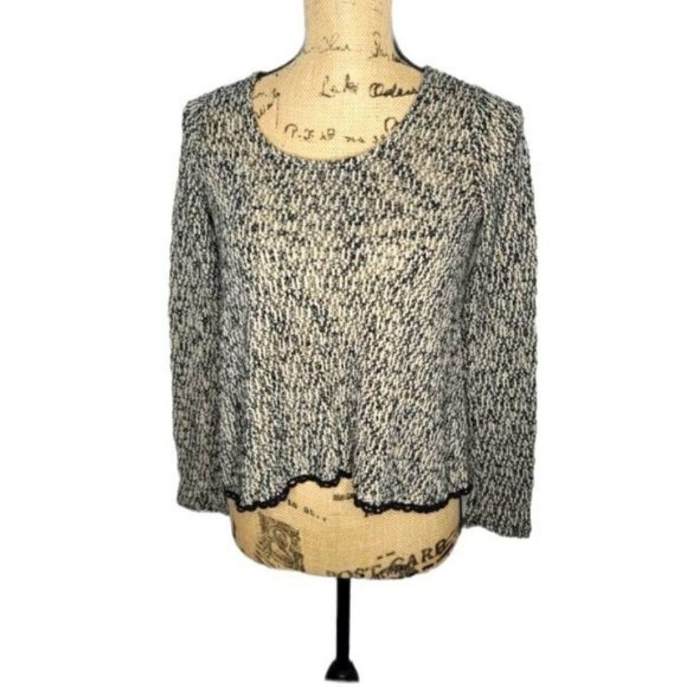 Daytrip Cropped Grey & Black Boho Sweater XS